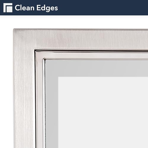 Head West Brushed Nickel with Chrome Recessed Medicine Cabinet Mirror 16"x26"- Stainless Steel Bathroom Mirror with Storage, Beveled Edge, and Adjustable Shelves - Small Medicine Cabinets for Bathroom