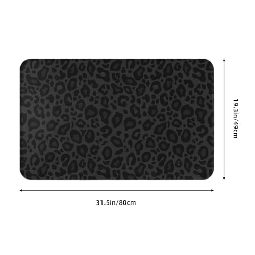 Black Leopard Cheetah Print Bath Mat Non-Slip Soft Microfiber Bathroom Rugs Washable Bathmat, Carpet Rug Entryway Decor for Tub Shower Room Floor, 31.5x20 Mat