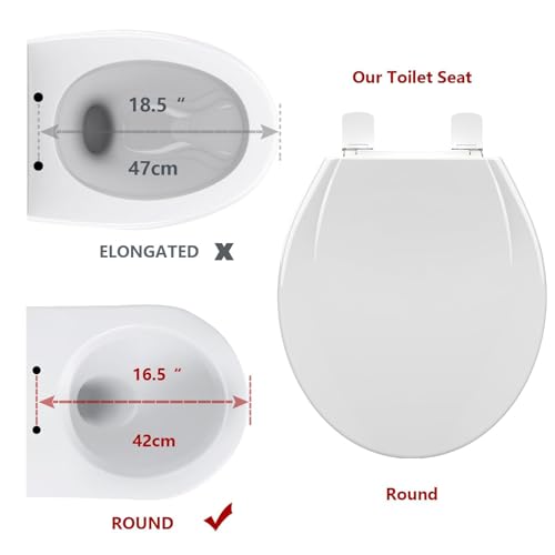 GarveeHome Whisper-Close Round Toilet Seat in White – Ultra-Smooth Quiet Lid, Stain-Resistant & Tool-Free Install, Fits All Standard Round Toilets（2pcs/box) - color: Standard （2pcs/box), size: Round & White