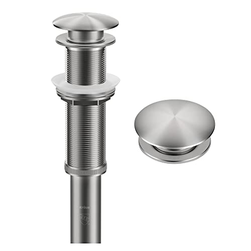 KRAUS Bathroom Sink Pop-Up Drain with Extended Thread for Thicker Countertops and Glass Sinks in Spot-Free Stainless Steel, PU-L10SFS - color: Spot Free Stainless Steel, size: 10 3/4 Inch