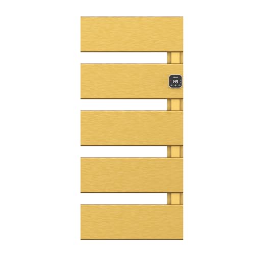 L Series Electric Towel Warmer for Bathroom, 5 Panel, Gold | Thermo Control and Timer, Fast Heat in 3 Mins, Memory Function, Work with Smart Plug, Right-Wiring - color: Gold, size: 5 Panel