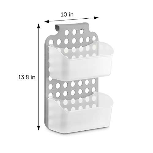 Over Shower Door Organizer, 2 Bins, Adjustable Hanging Storage - size: 2 Bins