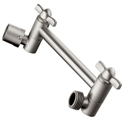 BRIGHT SHOWERS Brass Shower Arm Extender for Rain and Handheld Shower Head, 5 Inch Universal Shower Head Extension Arm, Height & Angle Adjustable, Brushed Nickel - color: Brushed Nickel, style: 5 Inch