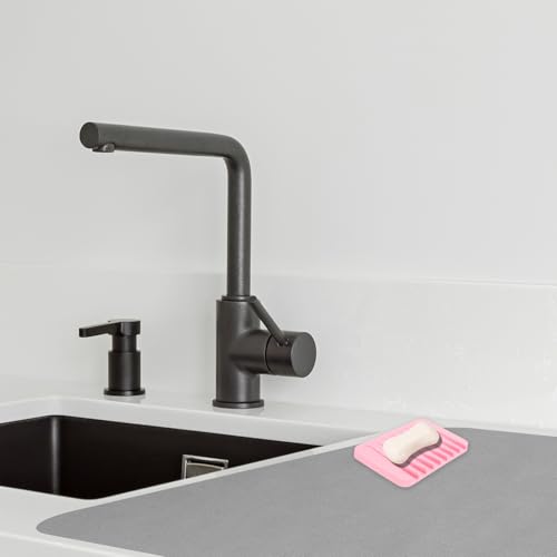 uxcell 2 Pcs Self Draining Silicone Soap Dishes, Soap Tray with Drainage for Bathroom Shower Kitchen Sink, 4.5" x 3.1" x 0.4", Light Pink - color: Light Pink