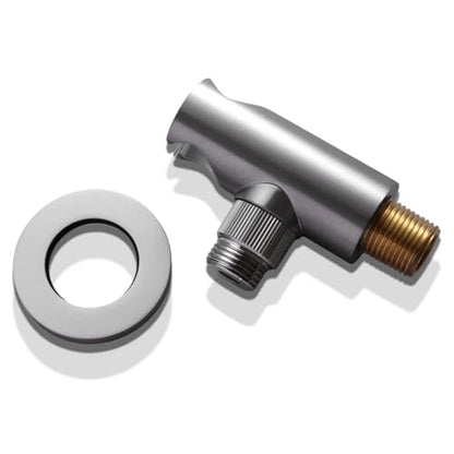 Bathroom Brass Round Wall Mount Water Supply Elbows with On/Off Flow Control Bracket Handheld Shower Head Holder, Brushed Nickel - color: Brushed Nickel
