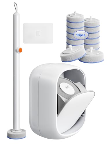 Disposable Toilet Cleaning System - Toilet Brush Kit with 36 High-Performance Refills, Wall Mounted Toilet Brush and Holder for Deep Cleaning Bathroom (Toilet Brush+18 Refills)