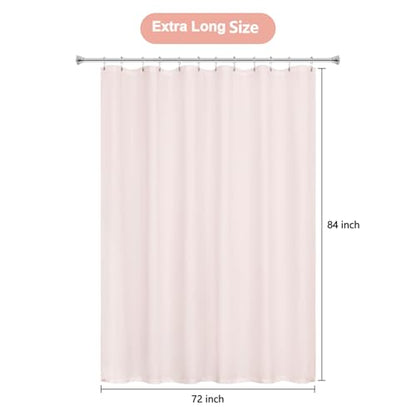 Seenus Waterproof Soft Microfiber Shower Curtain TPU Backed Lightweight, 72 x 84 Inch Extra Long Baby Pink Fabric Shower Curtain Liner with Magnets, Washable Cloth Shower Curtains for Tall Bathroom - color: Baby Pink, size: 72"W x 84"L (Pack of 1)