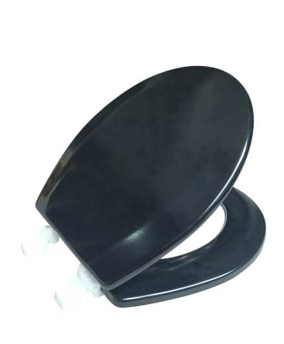 American Dream 17" MDF Toilet Seat – Black Finish, Durable Medium-Density Fiberboard Construction with Easy-Install Hardware and Standard Round Fit - color: Black