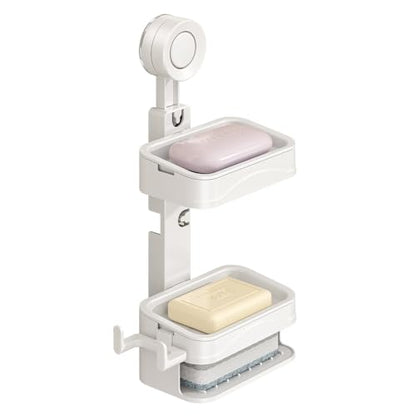 Suction Cup Soap Holder for Shower Wall, No Drilling Bar Soap Dish | No Drilling Self Adhesive, For Kitchen and Bathroom, Durable ABS Material, Easy Installation - size: Large&Small