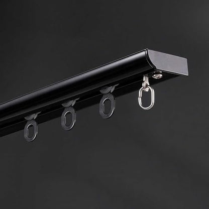 Ultra-Thin Curtain Track Aluminum Curtain Track Ceiling Mounted Curtain Rail Curtain Single Tracks Room Divider-Ceiling Curtain Rail Curtain Pole for Living Room/Bedroom(Black,1.2m(3.9ft)) - color: Black, size: 1.2m(3.9ft)