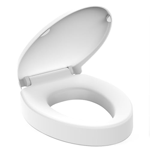 Huttdmel Raised Toilet Seat Elongated 18.5'' for Seniors – Soft Close, Quick Release & Connect, Sturdy PP Material, Won’t Loosen, Ideal for Elderly & Limited Mobility, White - size: Raised Seat Only & Essential