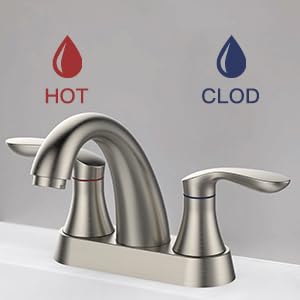 Bathroom Faucet, 4 Inch Bathroom Faucets for Sink 3 Hole, Centerset Bathroom Sink Faucet with Plastic Pop-Up Drain and cUPC Lead-Free Hose(Brushed Nickel) - color: Brushed Nickel, size: 4 inch 1 pack