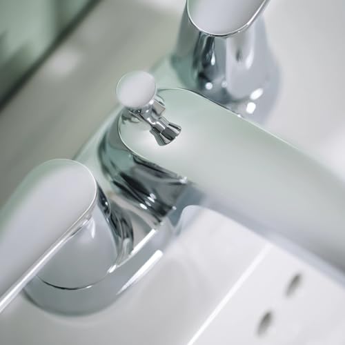 Moen Chateau Chrome Two-Handle Centerset Bathroom Faucet with Metal Drain Assembly, 499525