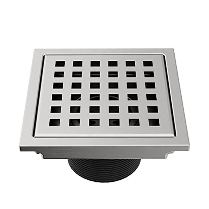 VIGO Elan 4.38 in. W x 4.38 in. L Square Shower Drain in Brushed Nickel - VG07004BN - color: Brushed Nickel, size: 4 in.