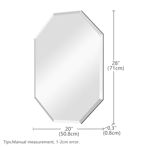Exquisite Bathroom Mirror,Frameless Vanity Mirror-20”X28” Rirregular Mirror Beveled Edge Silver Wall Mirror for Bathroom, Vanity, Bedroom,Living Room and Enterway