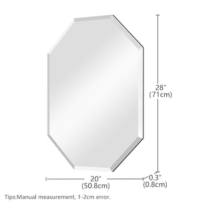 Exquisite Bathroom Mirror,Frameless Vanity Mirror-20”X28” Rirregular Mirror Beveled Edge Silver Wall Mirror for Bathroom, Vanity, Bedroom,Living Room and Enterway
