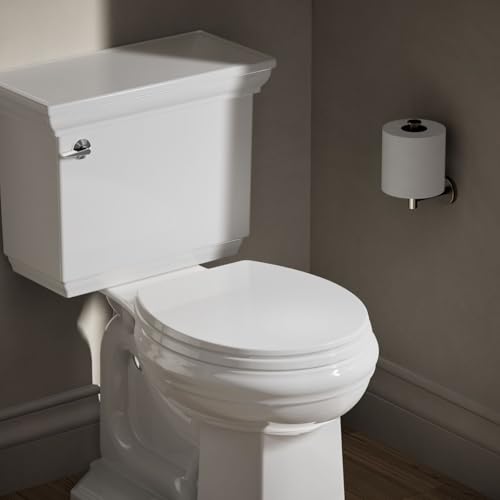 KOHLER 20111-0 Brevia, Slow Close Toilet Seat, Round Toilet Seat, Grip-Tight Bumpers Quick-Attach Hardware, White (Pack of 2) - size: Round (Pack of 2)