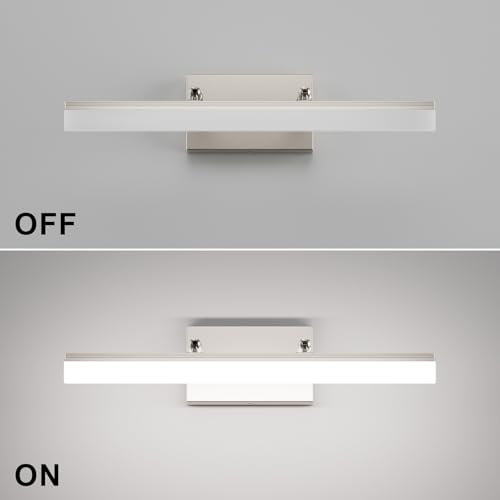 Aipsun Brushed Nickel Vanity Light Adjustable 20 inch Modern LED Bathroom Light Fixtures Over Mirror Rotatable Vanity Lighting 5500K - color: Brushed Nickel, size: 19.7 in