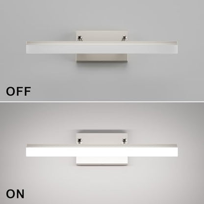 Aipsun Brushed Nickel Vanity Light Adjustable 20 inch Modern LED Bathroom Light Fixtures Over Mirror Rotatable Vanity Lighting 5500K - color: Brushed Nickel, size: 19.7 in