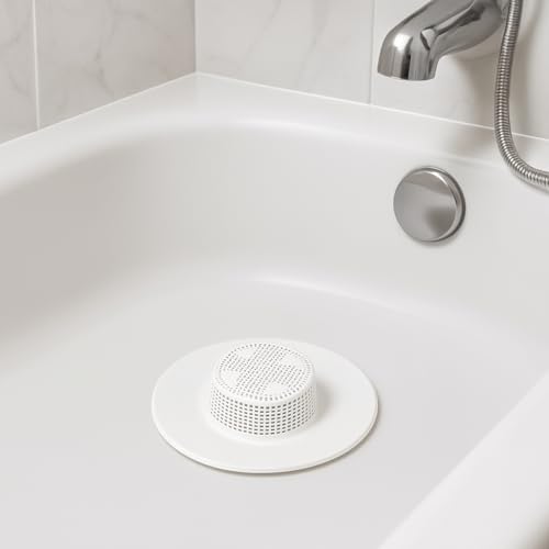 2 Pack Rubber Hair Catcher for Shower & Bathtub Drains – Flexible Drain Cover Strainer Hair Stopper Trap, Sits Securely on Top (No Suction Needed), Reusable & Easy to Clean