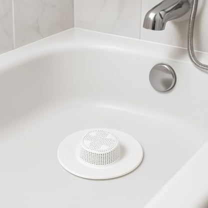 2 Pack Rubber Hair Catcher for Shower & Bathtub Drains – Flexible Drain Cover Strainer Hair Stopper Trap, Sits Securely on Top (No Suction Needed), Reusable & Easy to Clean