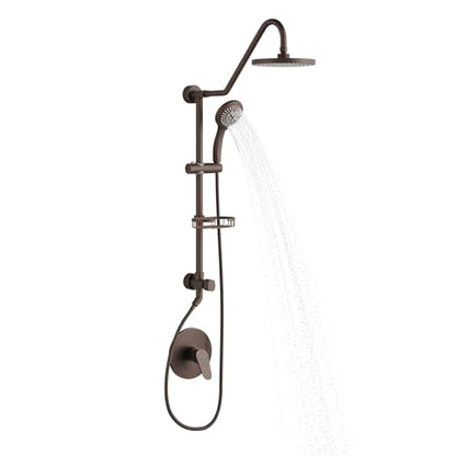 PULSE ShowerSpas Kauai III Oil-Rubbed Bronze Rain Shower Head with Handheld Spray - 1.8 GPM, 8" Showerhead, 5-Function HandShower, Adjustable Slide Bar - Shower Heads with Handheld Spray Combo - color: Oil Rubbed Bronze, size: 1.8 Gallon Per Minute