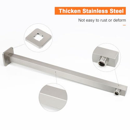 Shower Arm, Rain Shower Head Extension Extender, With Flange and Teflon Tape, Made of Thicken Stainless Steel for Bathroom Rainfall Shower (20 Inch, Brushed Nickel) - color: Brushed Nickel, style: 20 Inch