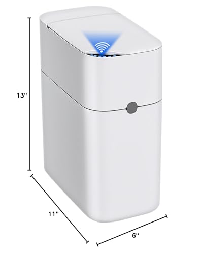CTIME Touchless Automatic Bathroom Trash Can with Lid for Bathroom | Touchless trash can, Motion sensor,Waterproof trash can, Bathroom trash bin,Odor sealing, Bathroom privacy,Space-saving - size: Small