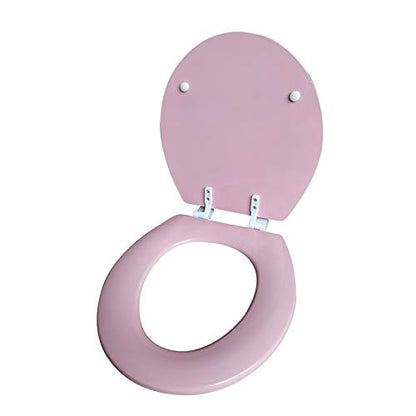 J&V Textiles Round Wooden Toilet Seat With Beveled Edge (Pink)* - color: Pink