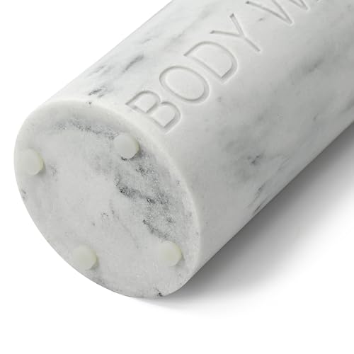 Resin White Marbled Body Wash Engraved Bottle Refillable Pump Dispenser, Durable Waterproof Construction for Bath, Shower - Resin White Marble - Matte Black Pump - color: Body Wash White Marbled