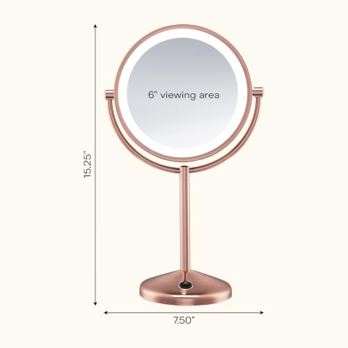 Conair Lighted Makeup Mirror, LED Vanity Mirror, 1X/10X Magnifying Mirror, Double Sided, Battery Operated in Rose Gold - style: Rose Gold 1X/10X Magnification