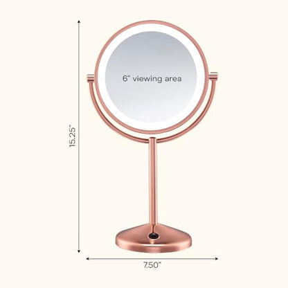 Conair Lighted Makeup Mirror, LED Vanity Mirror, 1X/10X Magnifying Mirror, Double Sided, Battery Operated in Rose Gold - style: Rose Gold 1X/10X Magnification