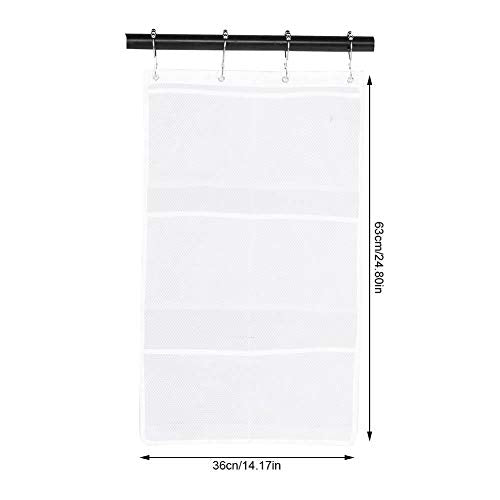 6 Pockets Mesh Shower Organiser Bathroom Over The Door Hanging Mesh Pockets Storage Bag Holder Hanging Caddy with Hooks Quick Dry Bathroom Storage Basket