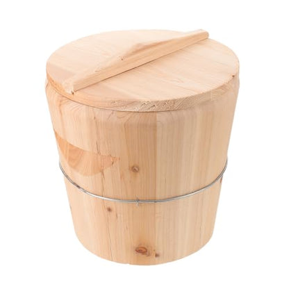 GALPADA Wooden Towel Heating Bucket 25x25x25 Cm with Lid, Large Capacity Sauna Towel Warmer Barrel for Bathroom and Spa Salon Use