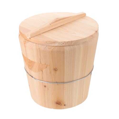 GALPADA Wooden Towel Heating Bucket 25x25x25 Cm with Lid, Large Capacity Sauna Towel Warmer Barrel for Bathroom and Spa Salon Use