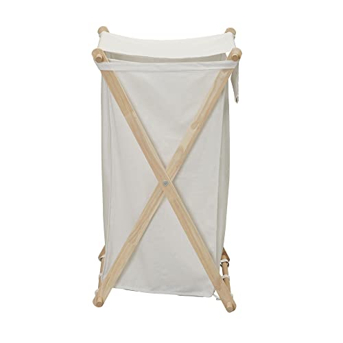 Household Essentials White Househod Essentials Laundry Hamper with Wood X Frame Large - color: White, style: Hamper