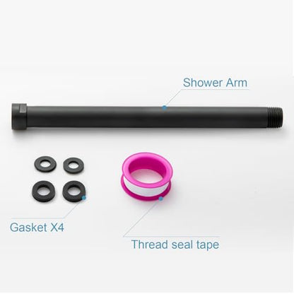 OFFO Shower Head Extension Arm, 10 in Shower Arm Extension Shower Head Extender Made of 304 Stainless Steel Shower Pipe Extension, Matte Black - color: Matte Black, style: 10 in