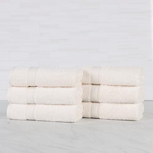 Superior 100% Organic Cotton Hand Towel Set of 6, Daily Use for Bathroom, Kitchen, Guest Bath, Quick Dry Small Towels, Face, Hand, Gym, Spa, Hotel, Absorbent, Essentials, Oregon Collection, Ivory - color: Ivory, size: Hand Towel - 6 Pack