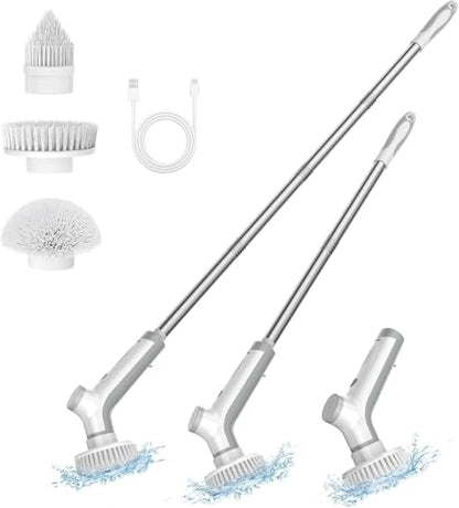 Electric Spin Scrubber, VEWIOR Cordless Shower Scrubber | with 3 Adjustable Angle, 2 Speeds 3 Replaceable Brush Heads for Bathroom Kitchen Tub