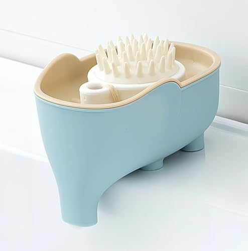 Cute Elephant Soap Dish Holder Tray Plastic Sink Self Draining Suitable for Kitchen Bathroom Bar Shower Bath Kitsch Large Shelf Drainage,Blue - color: C-blue