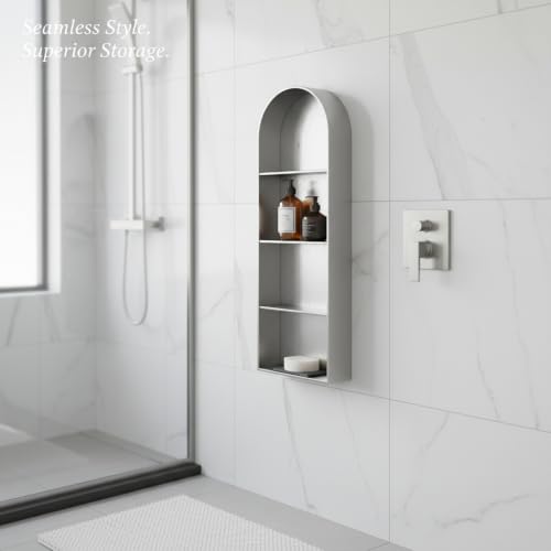 Recessed Shower Niche Stainless Steel, 11.8 x 4.7 x 3.9 Inch Arched Wall Shelf for Bathroom Storage, Rust-Resistant Built-in Insert (1 Pack) - color: Gold