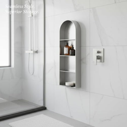 Recessed Shower Niche Stainless Steel, 11.8 x 4.7 x 3.9 Inch Arched Wall Shelf for Bathroom Storage, Rust-Resistant Built-in Insert (1 Pack) - color: Gold