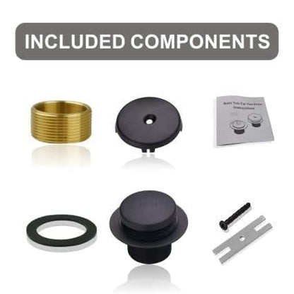 WELSAN Matte Black Tub Drain and Overflow Kit,Black Bathtub Drain,1 Hole | Tip-Toe, 1-Hole Faceplate, Coarse thread replacement conversion kit assembly, fits 1-3/8 or 1-1/2 inch bathtub drain waste - color: Black, style: 1 Hole