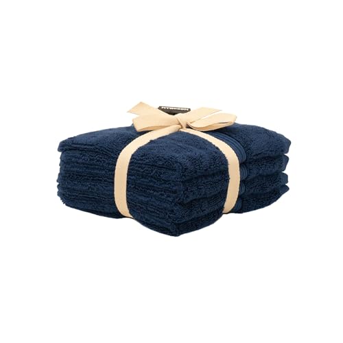 Mosobam Luxury Turkish Washcloths, 12 Pack, 13 x 13 in, 700 GSM, Navy Blue | 12 washcloth face towels, 13 x 13 in, 700 GSM bamboo-viscose and Turkish cotton blend, plush, absorbent and woven in Turkey - color: Navy, size: Washcloths, Set of 12