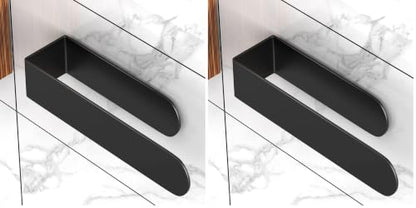 HUFEEOH Hand Towel Holder, Black Hand Towel Bar, Stainless Steel Self Adhesive Bathroom Towel Bar Stick on Wall (Pack of 2) - color: Black, size: 8 Inch (Pack of 2)