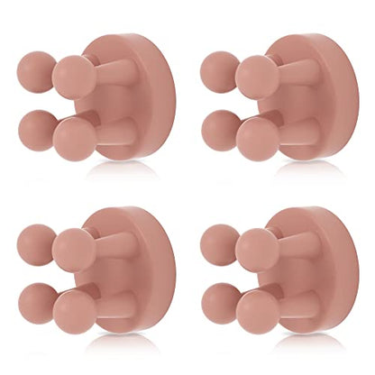 4 pcs Silicone Toothbrush Holder Multi-Function Hook Waterproof self Adhesive Single Toothbrush Hook Plug Holder for Wall for Hanging Bathroom Kitchen Living Room Office - color: Pink