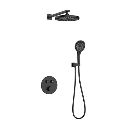 Hidden Embedded Thermostatic Shower Faucet, Heavy-Duty Brass Wall Mounted Shower Valve, Dual Handle Control, Customizable Surface Color