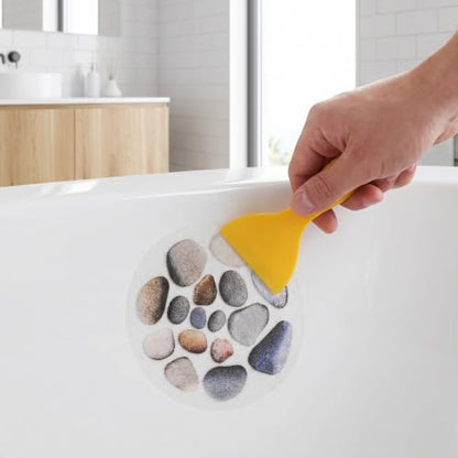 UKCOCO 10pcs Anti Slip Shower Stickers, 5.91”Adhesive Decals Safety Strips with Scraper, Anti Skid for Bath Tub Shower Floor Stairs Kitchen