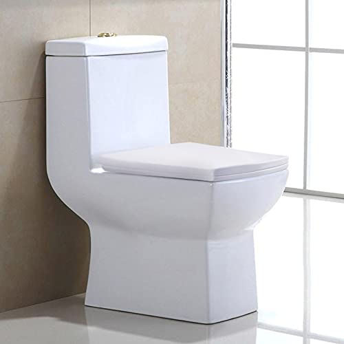 White Soft Close Toilet Seat - 16.9x13.6, Elongated Square Design, Easy Installation & Cleaning, Durable & Stylish Bathroom Upgrade
