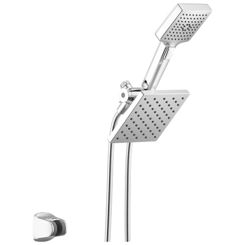 Delta Square 2-in-1 Dual Shower Head with 4-Setting HandHeld Spray, Chrome Detachable Double Shower Head with Hose, Showerhead, 1.75 GPM Flow Rate, Chrome 75755 - color: Chrome